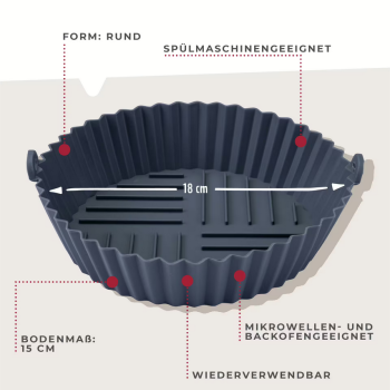 Preview: Fackelmann Silikonform für Heißluftfritteuse rund, Ø15cm